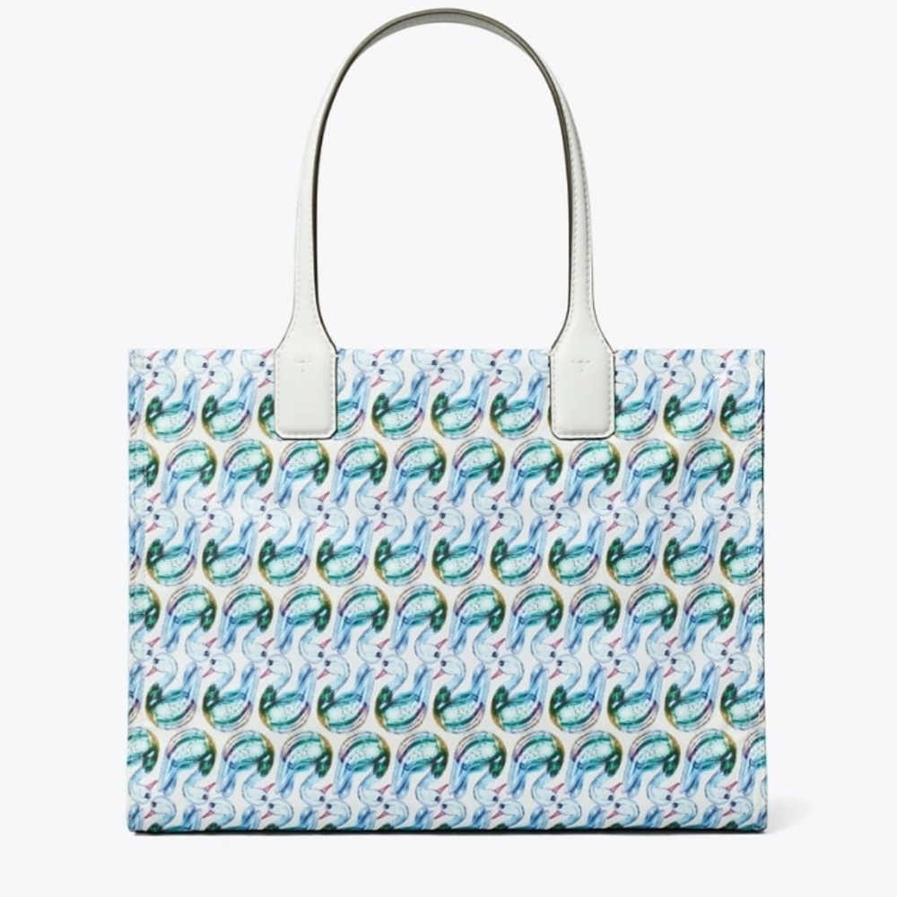 NWT Tory Burch Ella Small Tote Swan Print - Picture 2 of 4